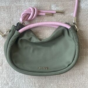 Green calf leather Hobo Knot bag by GANNI